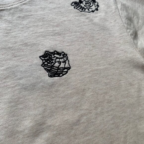 Maeve by Anthropologie Cream Seashell Embroidered Tee, Size Large - Picture 3 of 9
